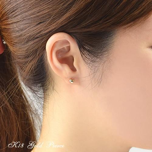 18金 スタッドピアス ハート ピアス 18k K18 ゴールド 約4mm ハート