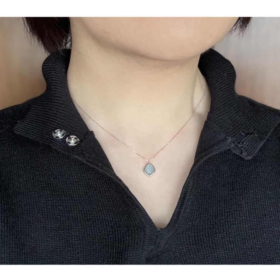 ネックレス 10金 K10 ゴールド ミルキーアクアマリン 3月 誕生石