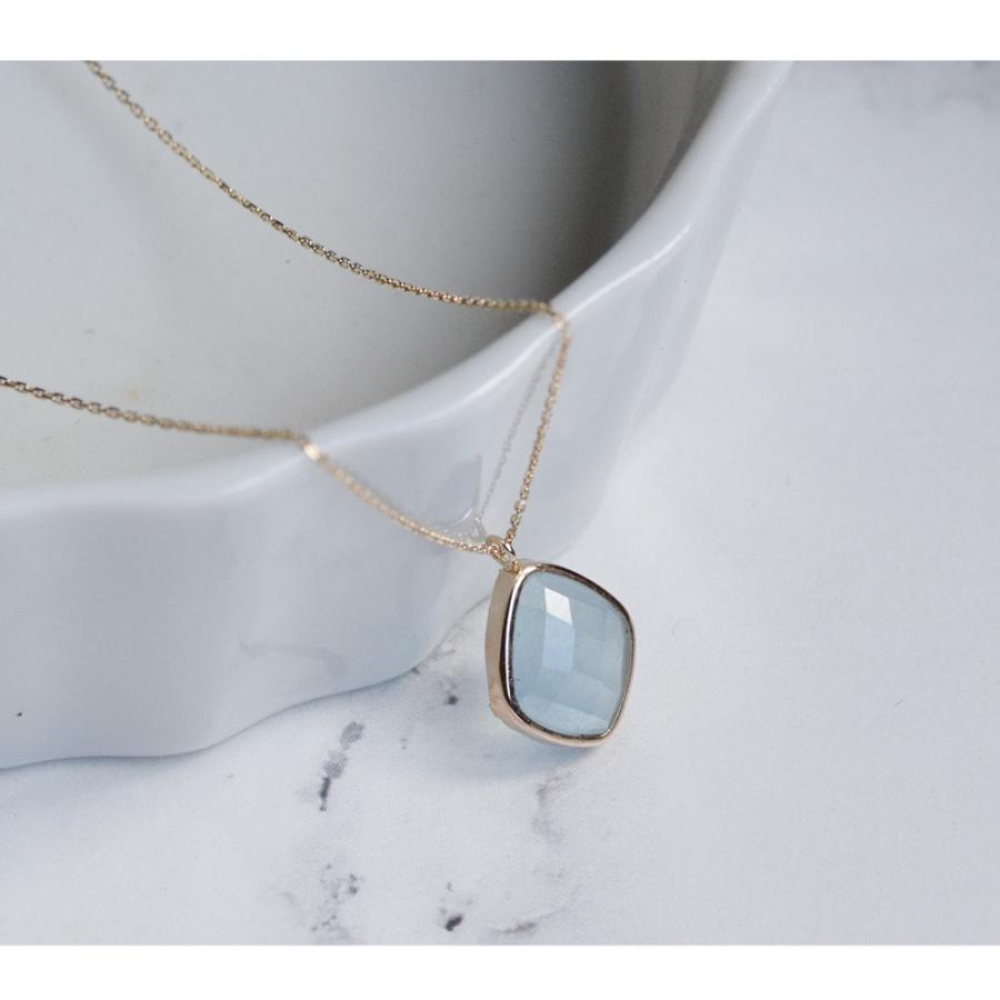 ネックレス 10金 K10 ゴールド ミルキーアクアマリン 3月 誕生石