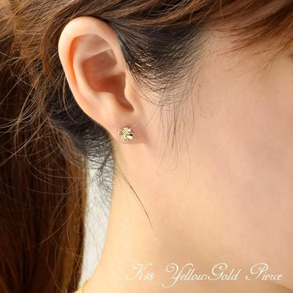 18金 ダイヤモンドピアス イエローゴールド 18k K18 ダイヤ ピアス 4月 誕生石 ( 誕生日プレゼント 女性 レディース )の画像