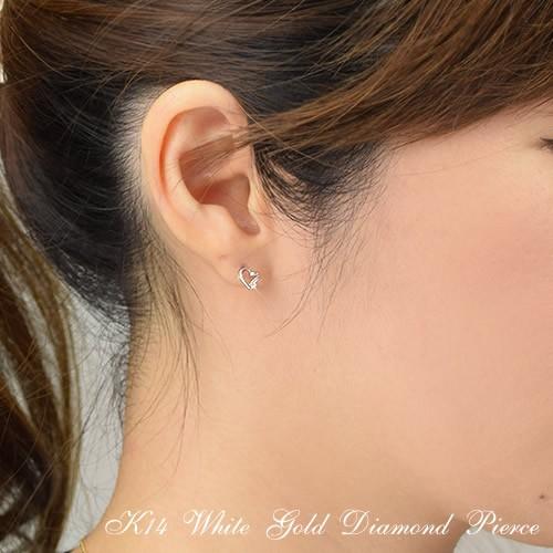 14金 ダイヤモンドピアス K14 ホワイトゴールド 4月誕生石 14K ( 誕生  