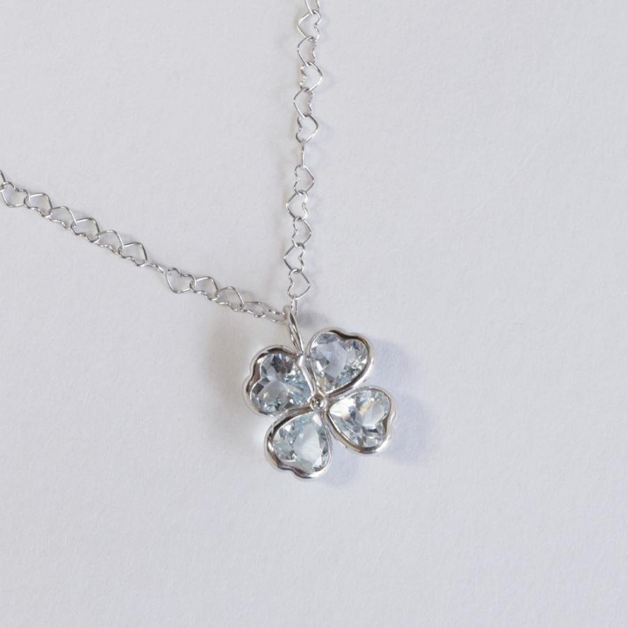 ネックレス アクアマリン 四葉 四つ葉 クローバー 40cm 10k K10 ネックレス アクアマリン 四葉 四つ葉 クローバー 40cm 10k K10