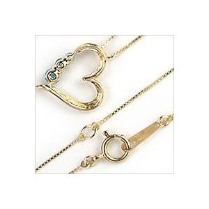 【受注生産】ネックレス ブルートパーズ オープンハート 40cm 10金 イエローゴールド 11月誕生石 10k K10 ( 誕生日プレゼント 女性 レディース )