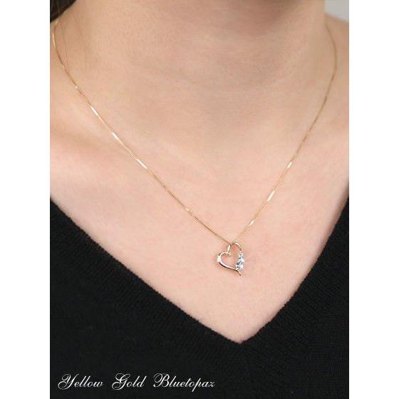 【受注生産】ネックレス ブルートパーズ オープンハート 40cm 10金 イエローゴールド 11月誕生石 10k K10 ( 誕生日プレゼント 女性 レディース )