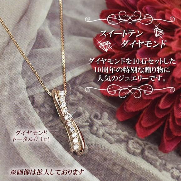 ネックレス スイートテンダイヤモンド 0.1カラット 10金 10k K10 