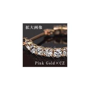 フープピアス キュービックジルコニア 10金 10k K10 ピンクゴールド ( 誕生日プレゼント 女性 レディース )の画像