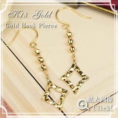 新品未使用箱付　ピアス　ゴールド18k チェーン　揺れる 18金 揺れるピアス フックピアス ゴールド K18 チェーンピアス