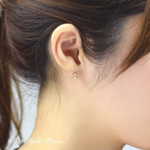 18金 スカイブルートパーズ ジルコニア しずくピアス K18 18k スタッド 