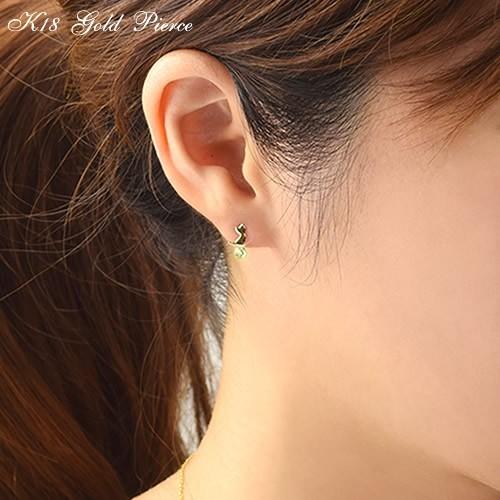 18金 ペリドット 猫 ピアス18k K18 ゴールド 8月 誕生石 ネコ キャット 