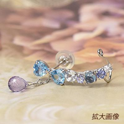 揺れるピアス k10 10K ホワイトゴールド 片耳用 天然石 アメジスト 
