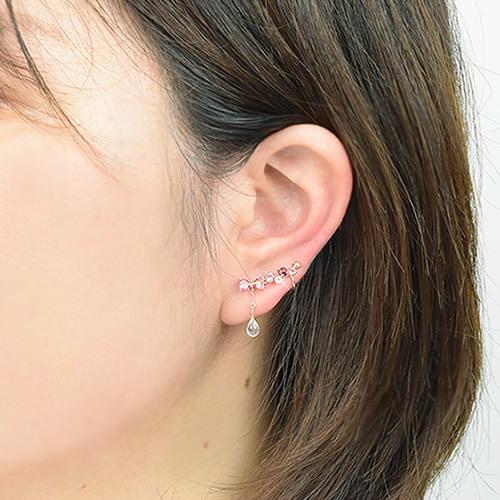 揺れるピアス k10 10K ピンクゴールド 片耳用 天然石 ガーネット  