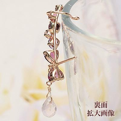揺れるピアス k10 10K ピンクゴールド 片耳用 天然石 ガーネット 