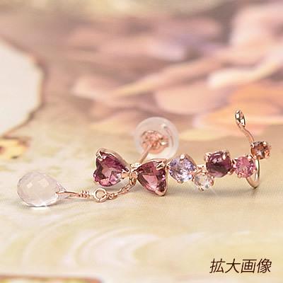 揺れるピアス k10 10K ピンクゴールド 片耳用 天然石 ガーネット  