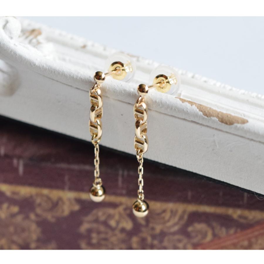 受注生産】ピアス K18 ゴールド チェーンピアス スタッドピアス ロング