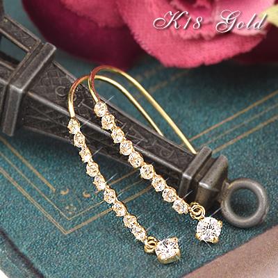 18金 キュービックジルコニア フックピアス K18 ゴールド 箱付き 楽天市場】【ギフトに最適！】【 無料ラッピング！】k18 フック