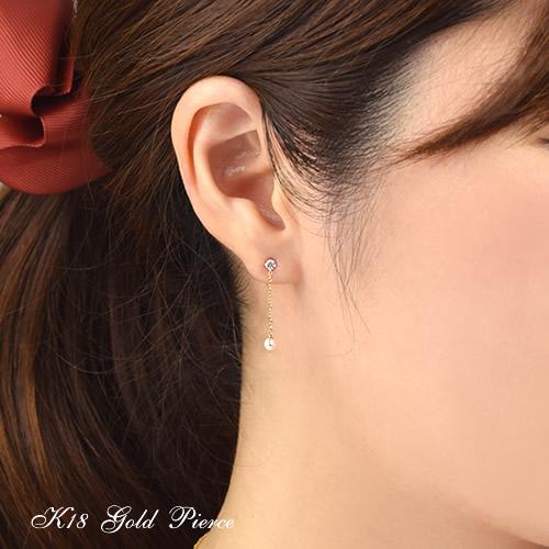 18金 パールピアス スーパーキュービックジルコニア 18k K18 ゴールド