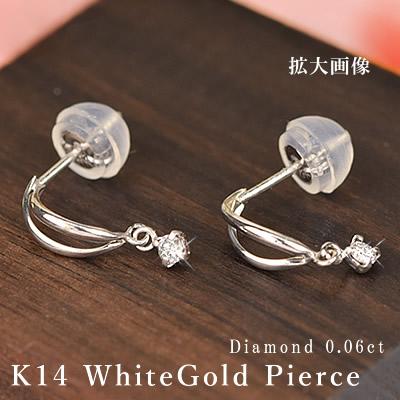 揺れる ピアス 一粒 ダイヤモンド 14金 14k ホワイトゴールド 4 揺れる ピアス 一粒 ダイヤモンド 14金 14k ホワイトゴールド 4