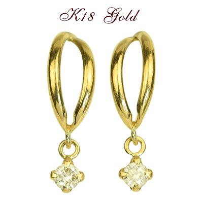 ピアス ダイアモンド 18金 18k ゴールド 1粒ダイヤモンド 揺れる  4月誕生石  ギフト ジュエリー 誕生日 プレゼント 女性 レディース 母 おしゃれ かわいいの画像