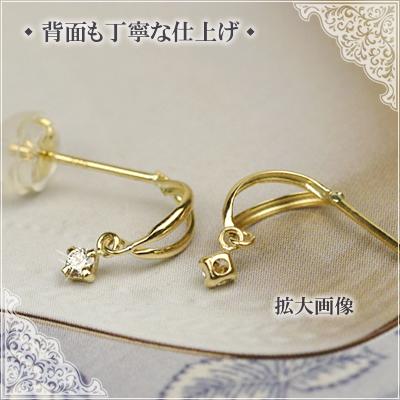 ピアス ダイアモンド 18金 18k ゴールド 1粒ダイヤモンド 揺れる  4月誕生石  ギフト ジュエリー 誕生日 プレゼント 女性 レディース 母 おしゃれ かわいいの画像