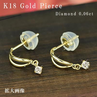 ピアス ダイアモンド 18金 18k ゴールド 1粒ダイヤモンド 揺れる  4月誕生石  ギフト ジュエリー 誕生日 プレゼント 女性 レディース 母 おしゃれ かわいいの画像