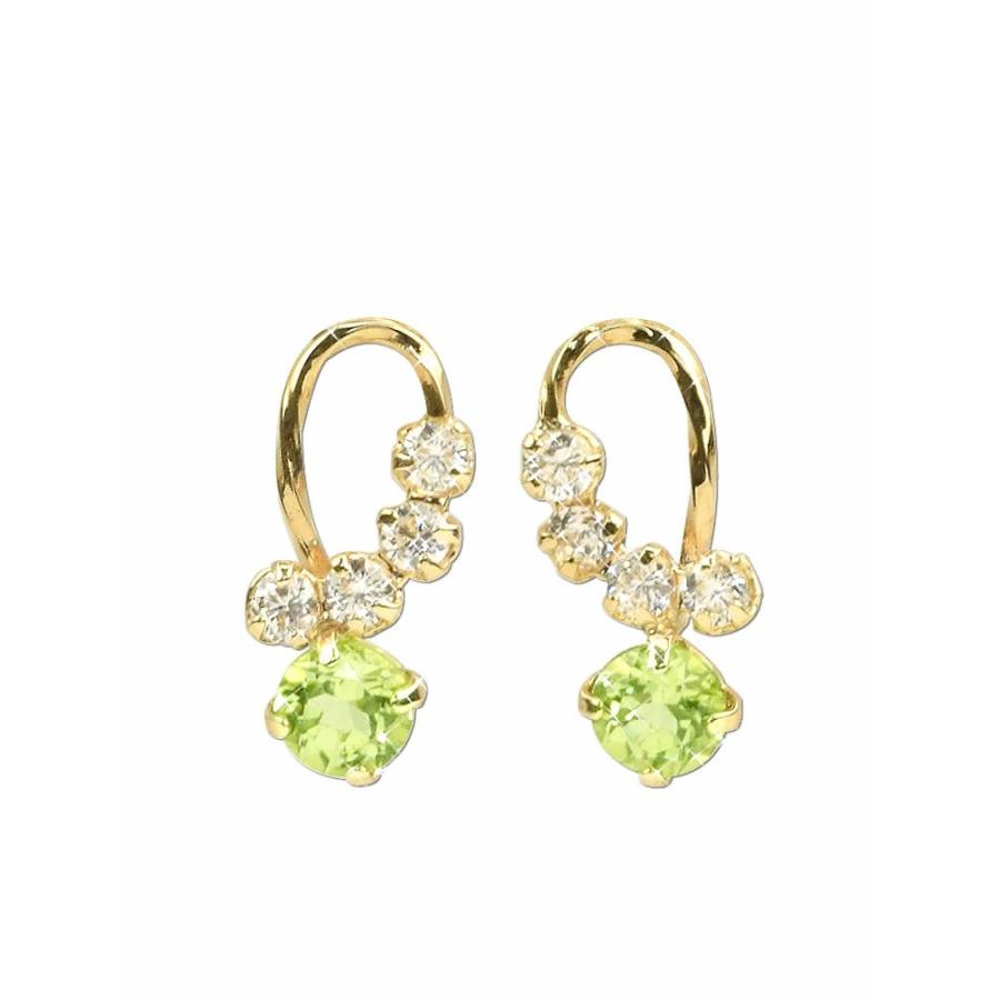 スタッドピアス ペリドット 10金 10k K10 イエローゴールド ミニピアス 8月誕生石 ( 誕生日プレゼント 女性 レディース )の画像