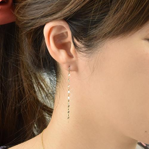K10 ダイヤモンド シェイプ フックピアス ロング チェーン 10金 ゴールド 10金 ゴールド チェーンピアス 10k K10 フックピアス ロングピアス