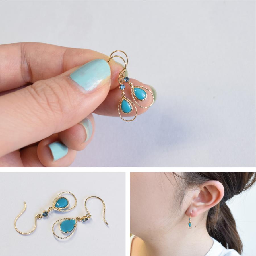 K18 ピアス ロンドンブルートパーズ 揺れるタイプ K18 ゴールド 揺れるピアス ターコイズ ロンドンブルートパーズ