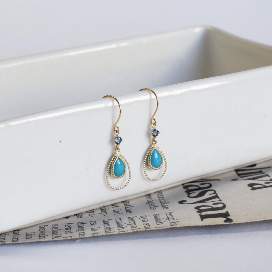 k18 シルバー925 ネックス オパール ターコイズ ティアドロップ k18