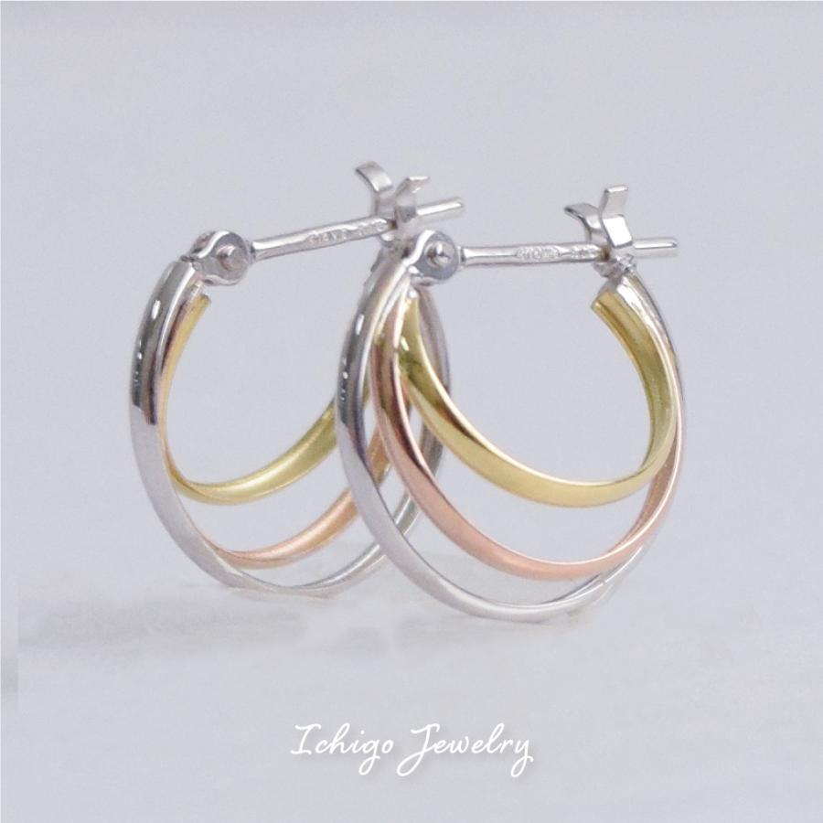 フープピアス K18 イエローゴールド ピンクゴールド K14 ホワイト