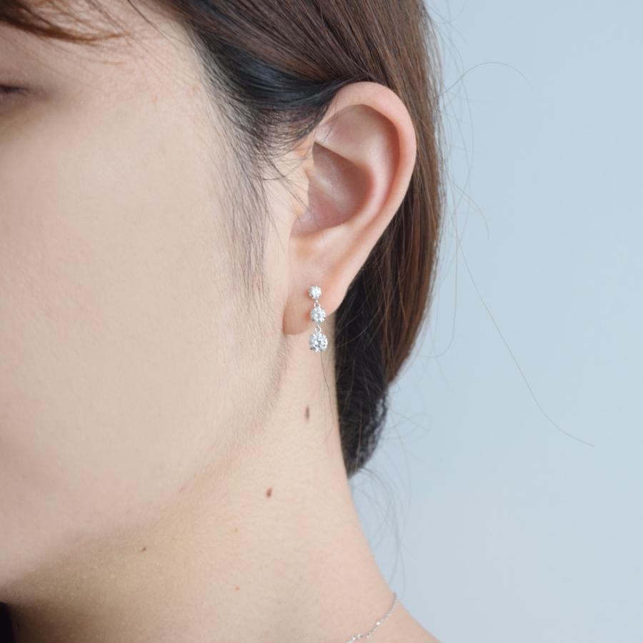 ピアス スーパーキュービックジルコニア K14 ホワイトゴールド 14k