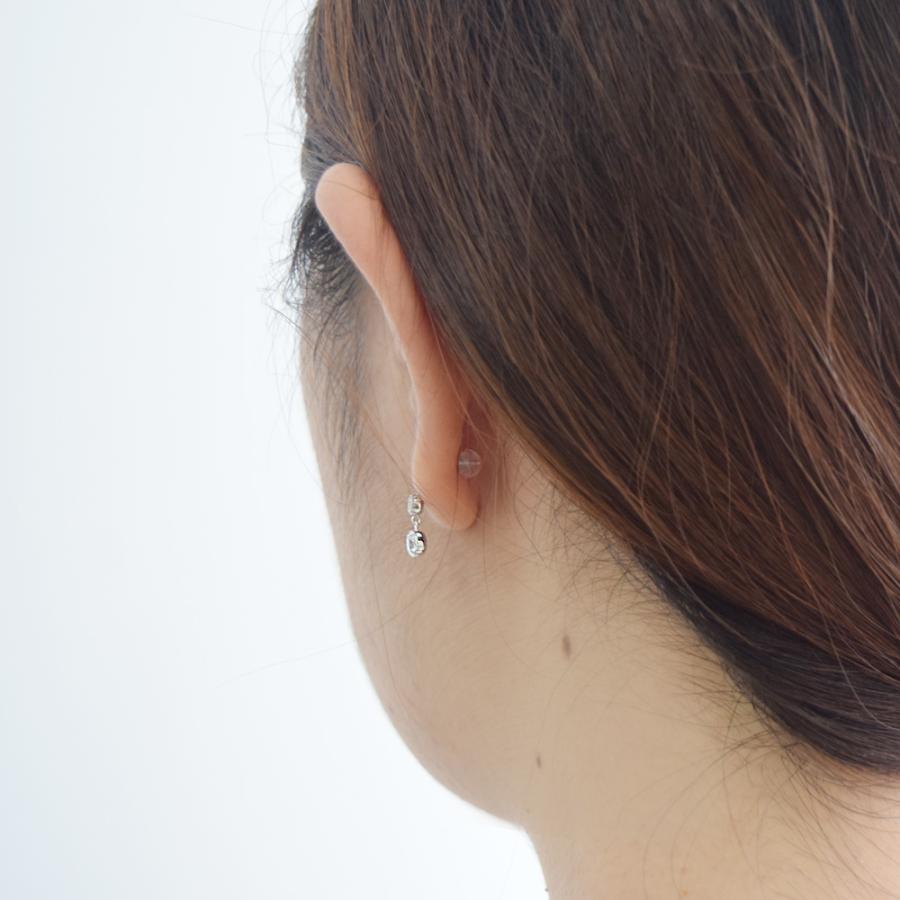 ピアス スーパーキュービックジルコニア K14 ホワイトゴールド 14k ゴールド スタッドピアス 揺れる ゆれる 14金  両耳用 レディース 女性用の画像