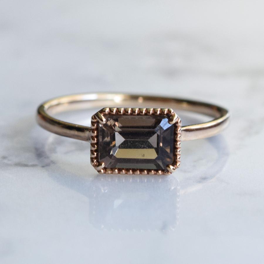 受注生産】指輪 リング スモーキークォーツ 10金 ゴールド 12月