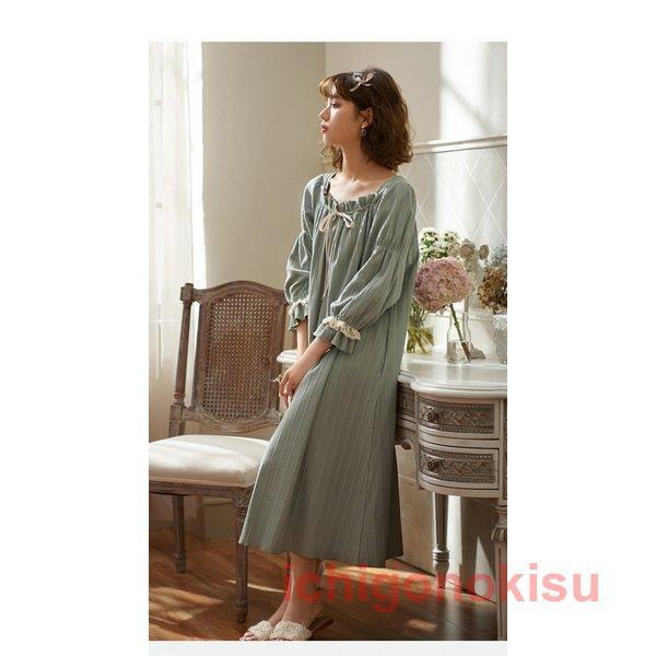 日本製 ネグリジェ レディース 春 夏 ロング ネグリジェ 姫 長袖 綿 無地 ガウン ナイトウェア ルームウェア ワンピース 女性 可愛い 部屋着 女性パジャマ 高級感 Turningheadskennel Com