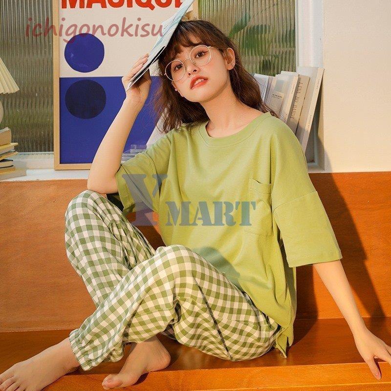 ルームウェア レディース 上下セット 春夏パジャマ 部屋着 おしゃれ可愛い 丸首体型カバー 半袖 長ズボン リラックス プレゼント ギフト快適 韓国風 寝巻き Jx0811 Ymsy1564 イチゴのキス 通販 Yahoo ショッピング