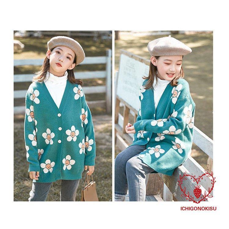 人気特価激安 韓国子供服 キッズニットカーディガン 秋冬 女の子 長袖 花柄ニットコーディガン Vネックカーディガン おしゃれ ニットセーター こども服 ジュニア 小学生 人気ブランド Www Aqtsolutions Com