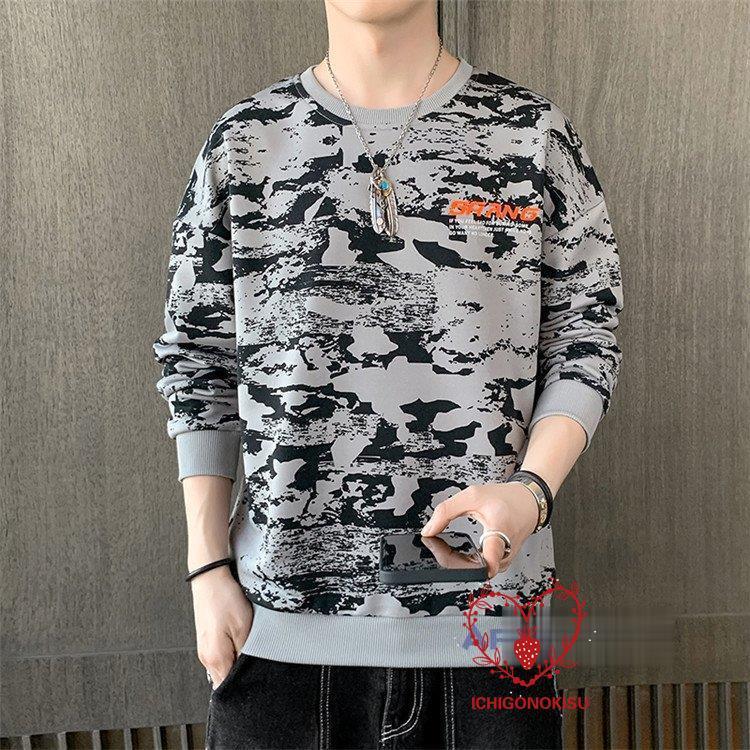 トレーナー メンズ プルオーバー 迷彩 クルーネック スウェット トップス 長袖トレーナー おしゃれ 贅沢