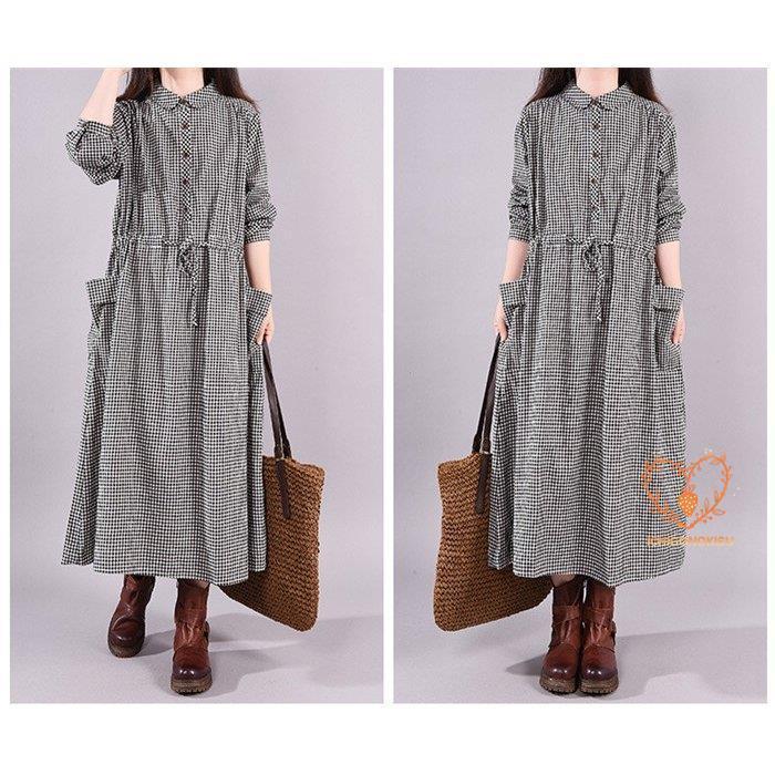 シャツワンピース レディース ロングワンピース ロング丈 綿麻混