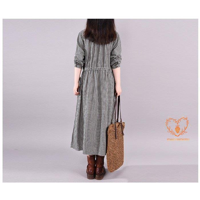 シャツワンピース レディース ロングワンピース ロング丈 綿麻混