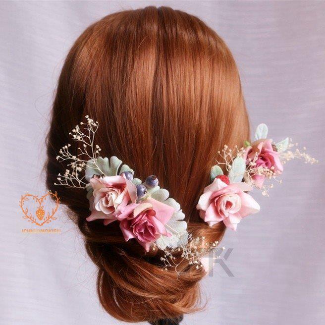 ヘッドドレス 花 花飾り ウェディング 結婚式 髪飾り パーティー 二次会 女子会 お呼ばれ 花嫁 ヘアアクセサリー ブライダル用 ヘアコーム ヘアフォーク 5色 Jxy12 Tkklf8 イチゴのキス 通販 Yahoo ショッピング