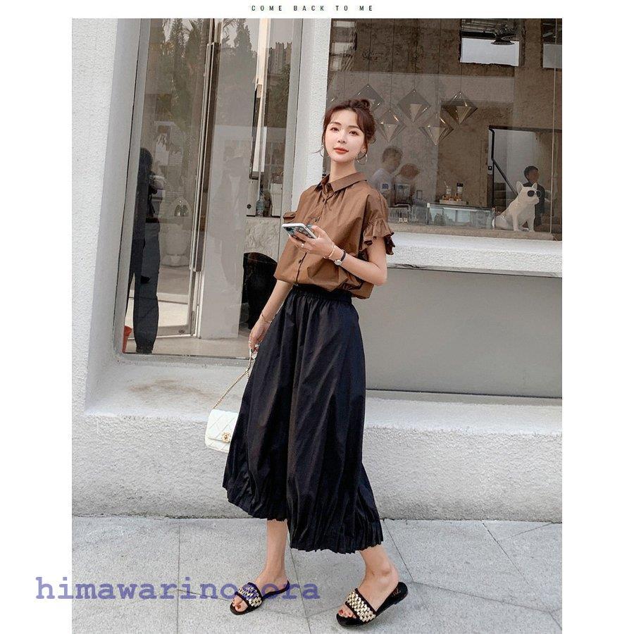 セットアップ レディース 春 夏 上品 半袖 ブラウス パンツ