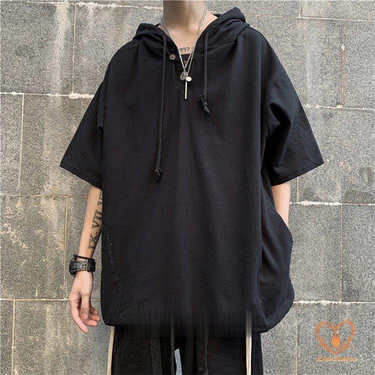 夏パーカー メンズ 半袖パーカー 半袖 無地 パーカー ゆったり