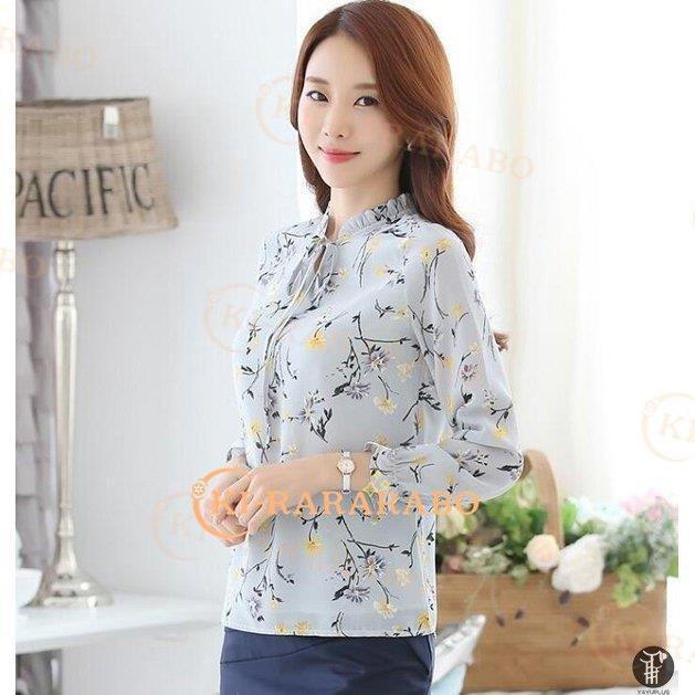 ブラウス レディース シャツ 花柄 スーツインナー リボン 長袖