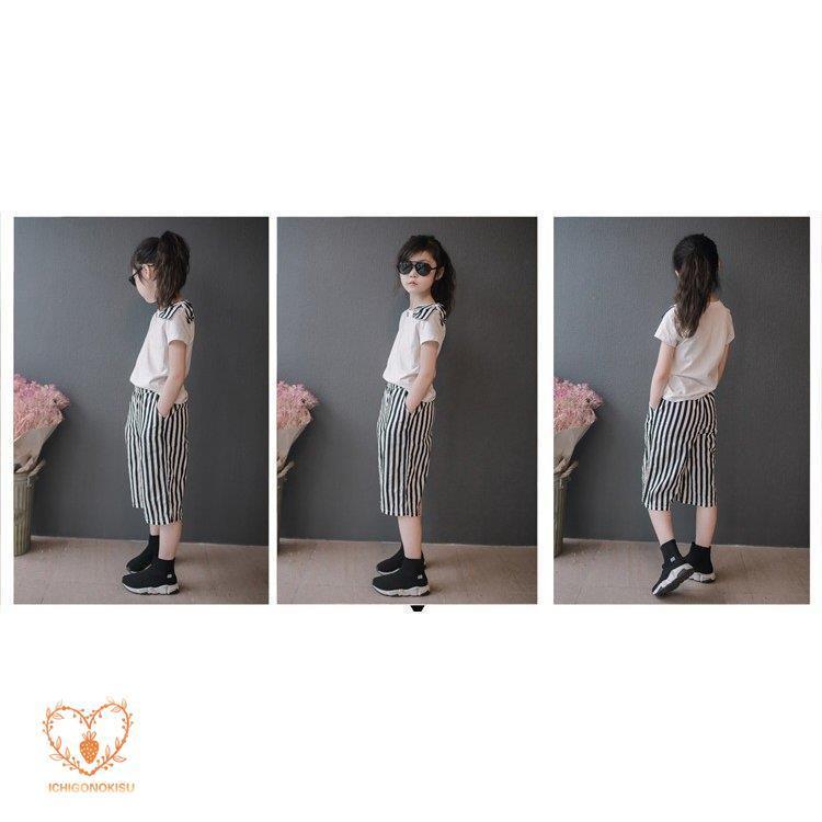 ご予約品 トップス 子供服 セットアップ おしゃれ 安い 女の子 夏服 薄手 涼しい 子供服 セットアップ キッズ 女の子 春夏 2点セット 上下セット Tシャツ 半袖 ガウチョパンツ ストライプ ジュニア おしゃれ 可愛い カジュアル 小学生 新品 150 Www Threeriversofs Com