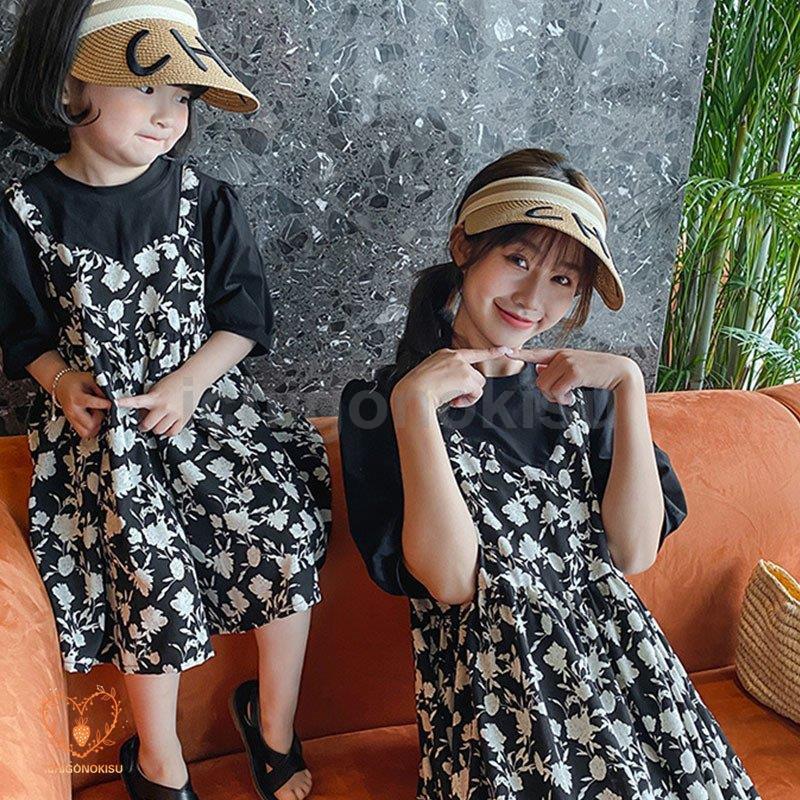 ママ 娘さん 親子お揃い 重ね着風 ママとお揃い 娘とペアルック 親子