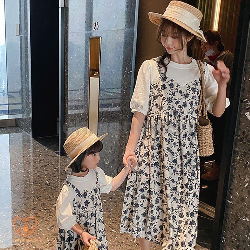 ママ 娘さん 親子お揃い 重ね着風 ママとお揃い 娘とペアルック 親子