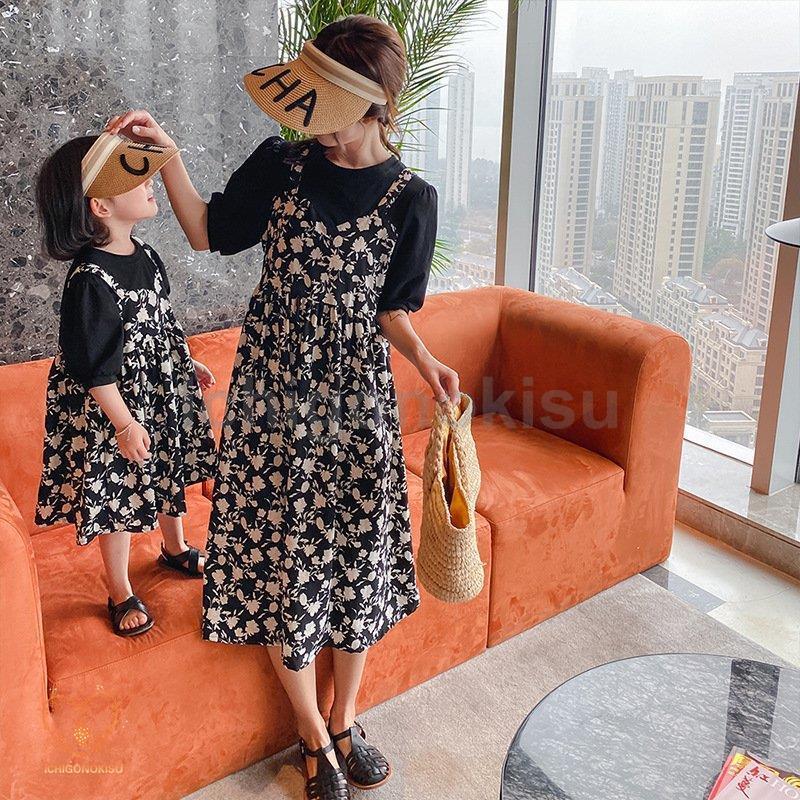 ママ 娘さん 親子お揃い 重ね着風 ママとお揃い 娘とペアルック 親子