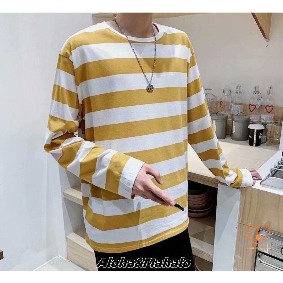 ロングTシャツ 秋服 メンズ ボーダーTシャツ オーバーサイズ ロングTシャツ 秋服 メンズ ボーダーTシャツ オーバーサイズ
