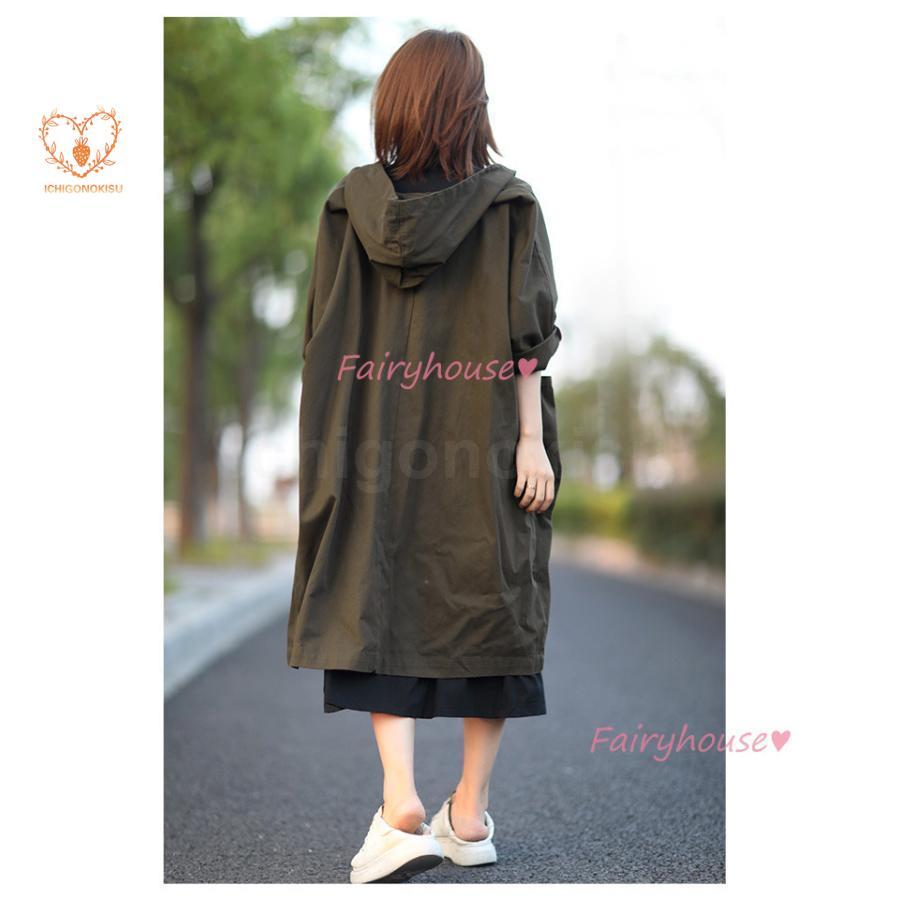 トレンチコート レディース 40代 ロング丈ジャケット黒