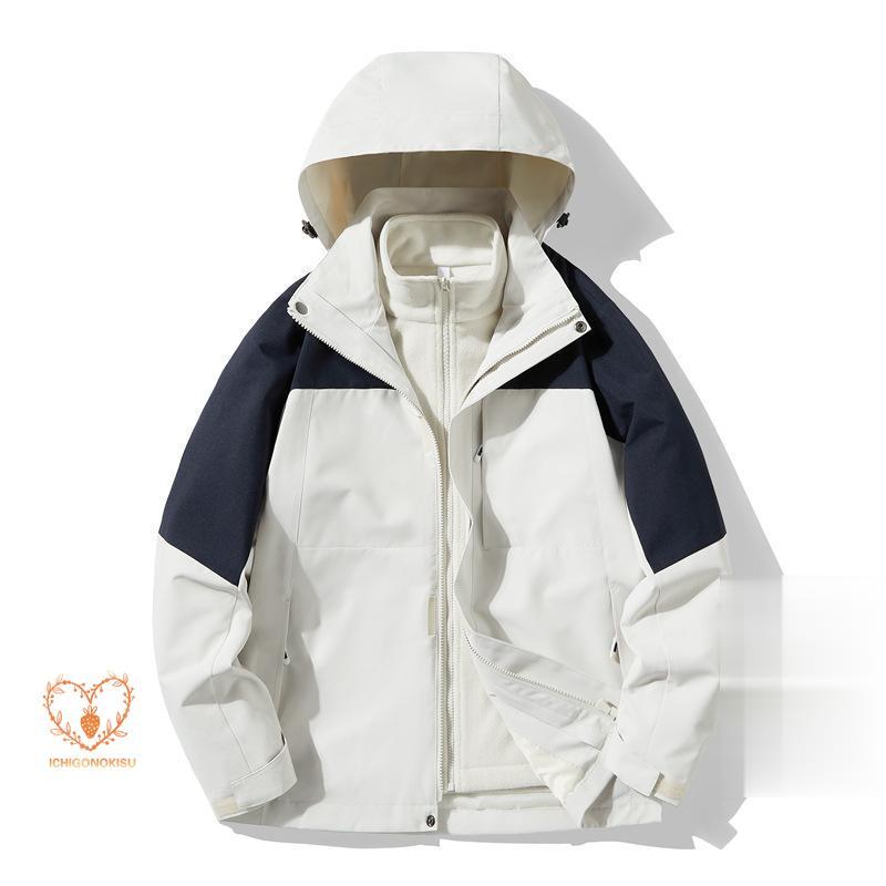 マウンテンパーカー メンズ レディース 3way フード脱着可 登山服 防風