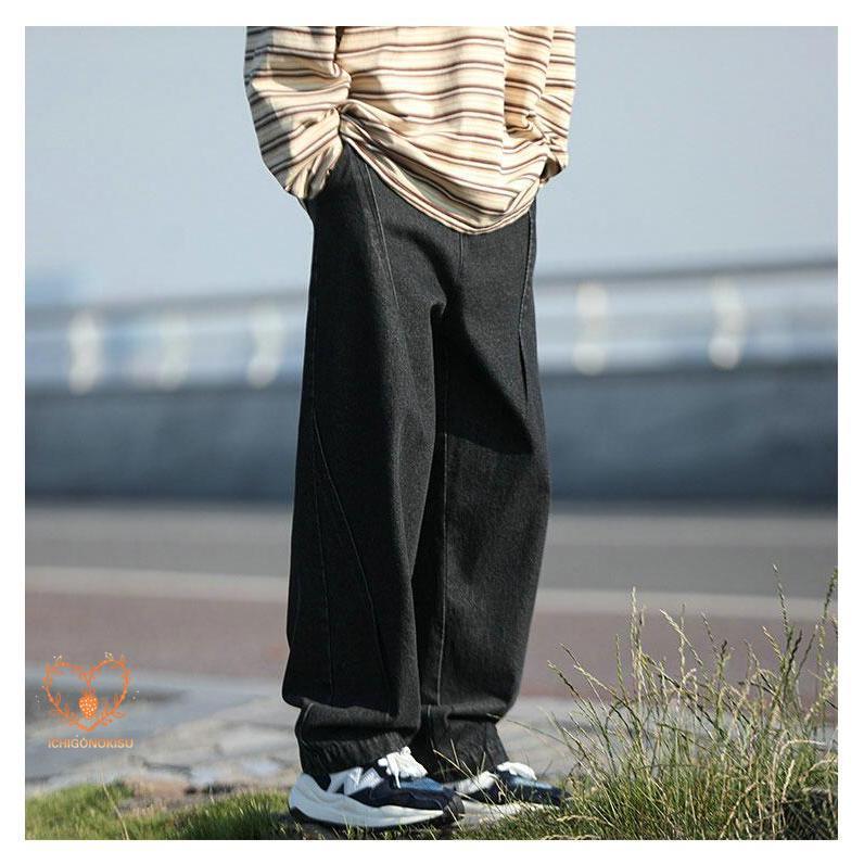 ワイドデニムパンツ バギーパンツデニム 体型カバー リラックス